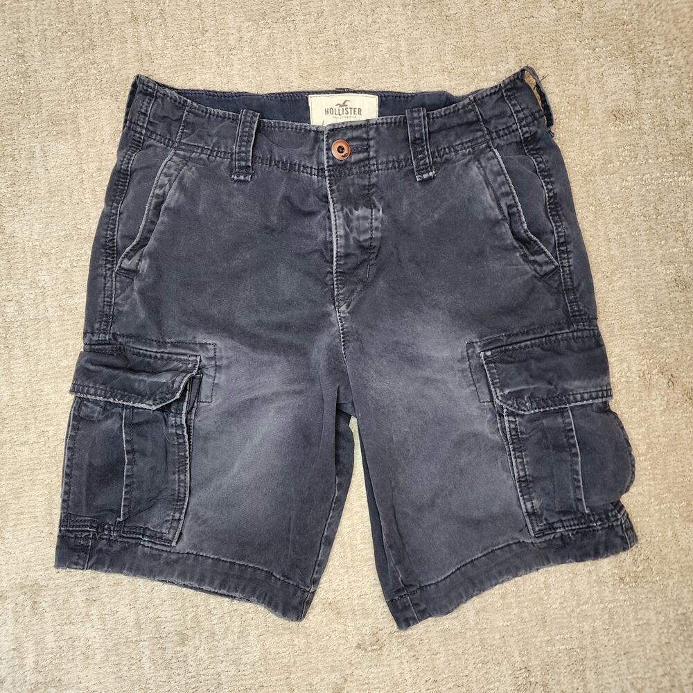 Hollister Dark Blue Distressed Cargo Shorts Men's Size 30